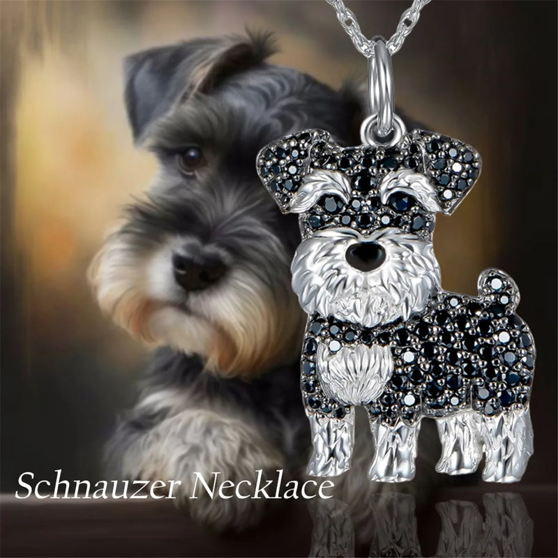 Colar de Pingente de Cachorro Schnauzer Exquisito e Fofo para Mulheres - Joia Elegante para Pet, Acessórios de Animais, Presente para Amantes de Cães