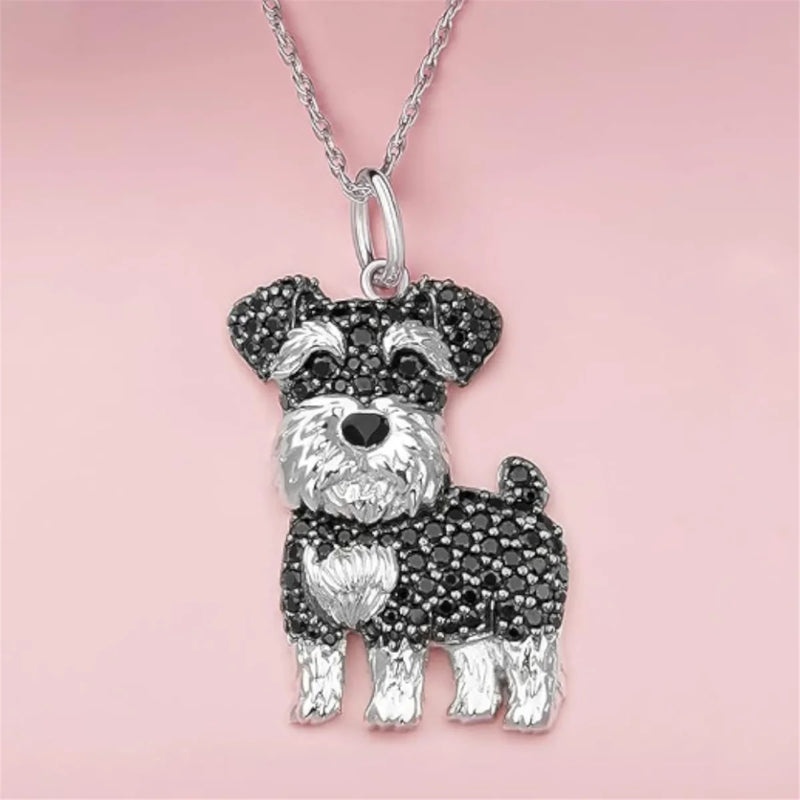 Colar de Pingente de Cachorro Schnauzer Exquisito e Fofo para Mulheres - Joia Elegante para Pet, Acessórios de Animais, Presente para Amantes de Cães