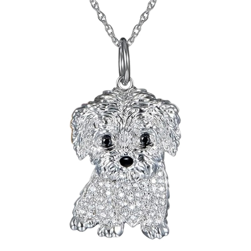 Colar de Pingente de Cachorro Schnauzer Exquisito e Fofo para Mulheres - Joia Elegante para Pet, Acessórios de Animais, Presente para Amantes de Cães